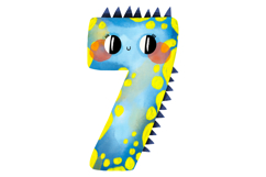 Cute Dino Numbers Clipart 0-9, Hand Painted Watercolor Product Image 8
