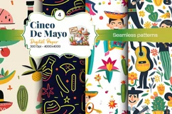 Cinco de Mayo digital paper, fiesta digital paper Product Image 1