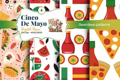 Cinco de Mayo digital paper, fiesta digital paper Product Image 1