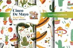 Cinco de Mayo digital paper, fiesta digital paper Product Image 1