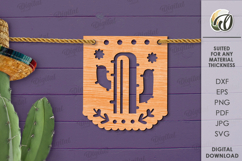 Cinco De Mayo Banners Laser Cut. Wooden Mexican Banners SVG Product Image 1