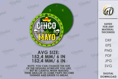 Cinco De Mayo Round Sign Laser Cut. Wooden Mexican Wall Sign Product Image 2