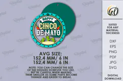 Cinco De Mayo Round Sign Laser Cut. Wooden Mexican Wall Sign Product Image 2
