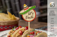 Cinco De Mayo Toppers Laser Cut. Wooden Mexican Toppers SVG Product Image 1