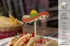 Cinco De Mayo Toppers Laser Cut. Wooden Mexican Toppers SVG Product Image 1