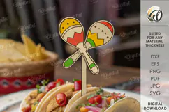 Cinco De Mayo Toppers Laser Cut. Wooden Mexican Toppers SVG Product Image 1