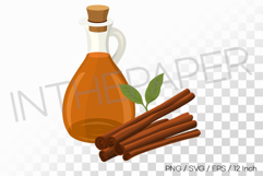 Spicy cinnamon glass bottle oil PNG SVG EPS Clipart Product Image 1