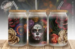 Sugar skull can glass wrap, mexican libbey glass can Product Image 1