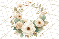 Watercolor Floral Wreaths Circles Clipart, Heart Accents Png Product Image 3