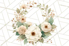 Watercolor Floral Wreaths Circles Clipart, Heart Accents Png Product Image 3