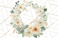 Watercolor Floral Wreaths Circles Clipart, Heart Accents Png Product Image 4