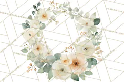 Watercolor Floral Wreaths Circles Clipart, Heart Accents Png Product Image 4
