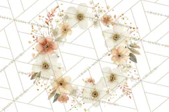 Watercolor Floral Wreaths Circles Clipart, Heart Accents Png Product Image 5