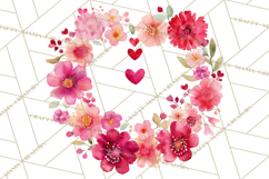 Watercolor Floral Wreaths Circles Clipart, Heart Accents Png Product Image 4