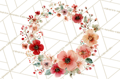 Watercolor Floral Wreaths Circles Clipart, Heart Accents Png Product Image 5