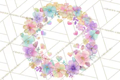 Watercolor Floral Wreaths Circles Clipart, Heart Accents Png Product Image 3