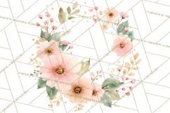 Watercolor Floral Wreaths Circles Clipart, Heart Accents Png Product Image 2