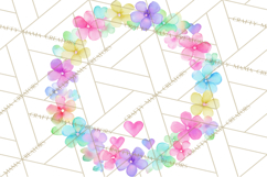 Watercolor Floral Wreaths Circles Clipart, Heart Accents Png Product Image 4