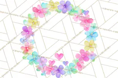 Watercolor Floral Wreaths Circles Clipart, Heart Accents Png Product Image 4