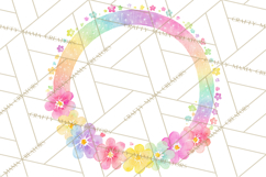 Watercolor Floral Wreaths Circles Clipart, Heart Accents Png Product Image 5