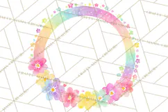 Watercolor Floral Wreaths Circles Clipart, Heart Accents Png Product Image 5