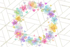 Watercolor Floral Wreaths Circles Clipart, Heart Accents Png Product Image 2