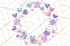 Watercolor Floral Wreaths Circles Clipart, Heart Accents Png Product Image 4