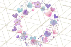Watercolor Floral Wreaths Circles Clipart, Heart Accents Png Product Image 4