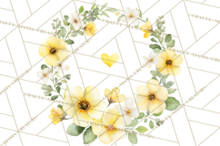 Watercolor Floral Wreaths Circles Clipart, Heart Accents Png Product Image 3