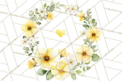 Watercolor Floral Wreaths Circles Clipart, Heart Accents Png Product Image 3