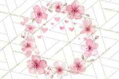 Watercolor Floral Wreaths Circles Clipart, Heart Accents Png Product Image 4