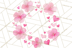 Watercolor Floral Wreaths Circles Clipart, Heart Accents Png Product Image 2