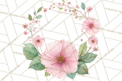 Watercolor Floral Wreaths Circles Clipart, Heart Accents Png Product Image 3