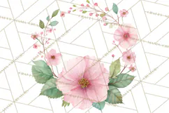 Watercolor Floral Wreaths Circles Clipart, Heart Accents Png Product Image 3