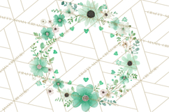 Watercolor Floral Wreaths Circles Clipart, Heart Accents Png Product Image 4