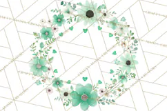 Watercolor Floral Wreaths Circles Clipart, Heart Accents Png Product Image 4