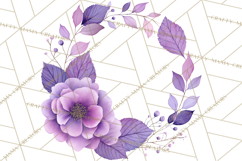 Watercolor Floral Wreaths Circles Clipart, Heart Accents Png Product Image 2