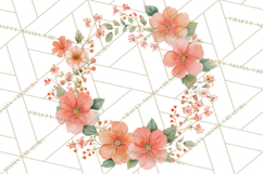 Watercolor Floral Wreaths Circles Clipart, Heart Accents Png Product Image 5