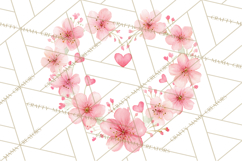 Watercolor Floral Wreaths Circles Clipart, Heart Accents Png Product Image 2