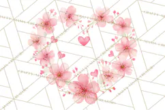 Watercolor Floral Wreaths Circles Clipart, Heart Accents Png Product Image 2