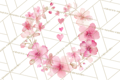 Watercolor Floral Wreaths Circles Clipart, Heart Accents Png Product Image 3