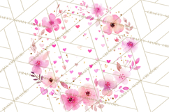 Watercolor Floral Wreaths Circles Clipart, Heart Accents Png Product Image 5