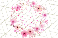 Watercolor Floral Wreaths Circles Clipart, Heart Accents Png Product Image 5
