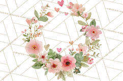 Watercolor Floral Wreaths Circles Clipart, Heart Accents Png Product Image 4