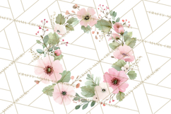 Watercolor Floral Wreaths Circles Clipart, Heart Accents Png Product Image 5