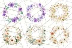 Watercolor Floral Wreaths Circles Clipart, Heart Accents Png Product Image 6