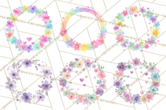Watercolor Floral Wreaths Circles Clipart, Heart Accents Png Product Image 8