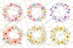 Watercolor Floral Wreaths Circles Clipart, Heart Accents Png Product Image 7