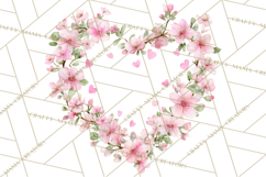 Watercolor Floral Wreaths Circles Clipart, Heart Accents Png Product Image 2