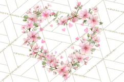 Watercolor Floral Wreaths Circles Clipart, Heart Accents Png Product Image 2